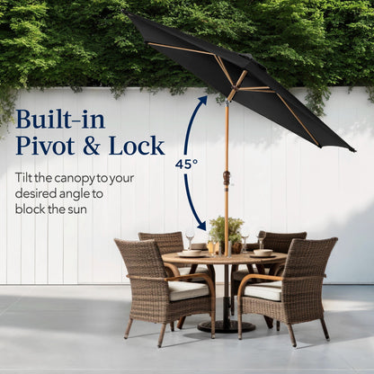 Outdoor Woodgrain Pattern Patio Umbrella Decoration w/ Tilt, Crank - 10ft