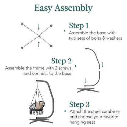 Curved Hanging Hammock C-Stand w/ All-Weather, Steel Frame - Stand Only