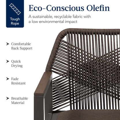 Set of 2 Indoor/Outdoor Aluminum Dining Chairs with Arms All-Weather Rope