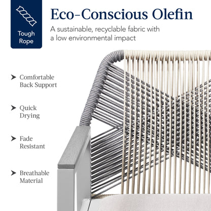 Set of 2 Indoor/Outdoor Aluminum Dining Chairs with Arms All-Weather Rope