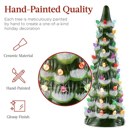 Set of 3 Pre-Lit Ceramic Tabletop Christmas Trees