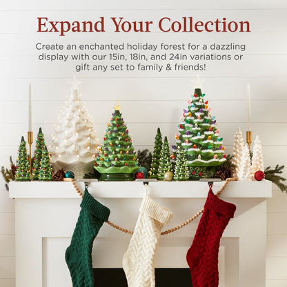 Set of 3 Pre-Lit Ceramic Tabletop Christmas Trees