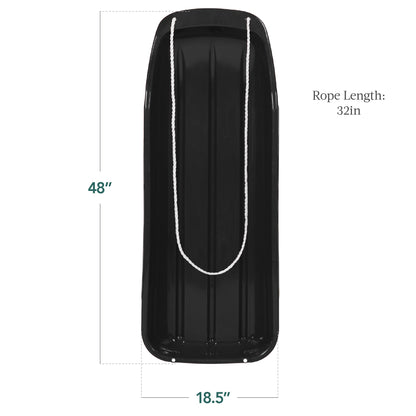 48in Kids Toboggan Snow Sled Board w/ Pull Rope, Curved Edges