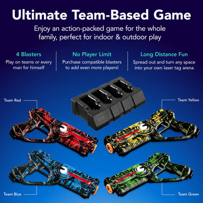 Set of 4 Rechargeable Laser Tag Blasters w/ Docking Station, No Vests Needed