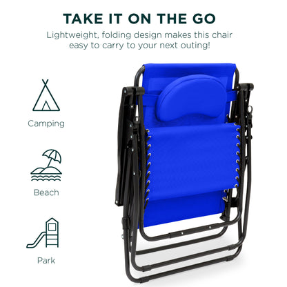 Oversized Reclining Zero Gravity Chair Lounger w/ Cup Holder, Pillow