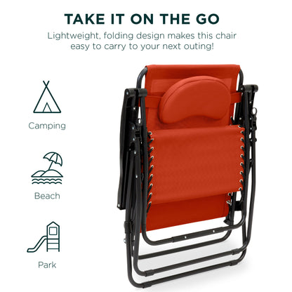 Oversized Reclining Zero Gravity Chair Lounger w/ Cup Holder, Pillow