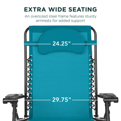 Oversized Reclining Zero Gravity Chair Lounger w/ Cup Holder, Pillow