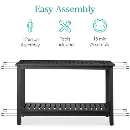 2-Shelf Wooden Console Table Storage Organizer w/ Natural Finish - 48in