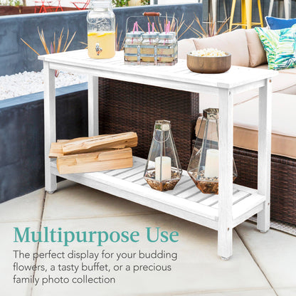 2-Shelf Wooden Console Table Storage Organizer w/ Natural Finish - 48in