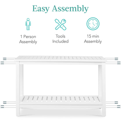 2-Shelf Wooden Console Table Storage Organizer w/ Natural Finish - 48in