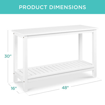 2-Shelf Wooden Console Table Storage Organizer w/ Natural Finish - 48in