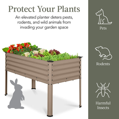 Elevated Galvanized Metal Garden Bed w/ Corner Protectors - 48x24x30in
