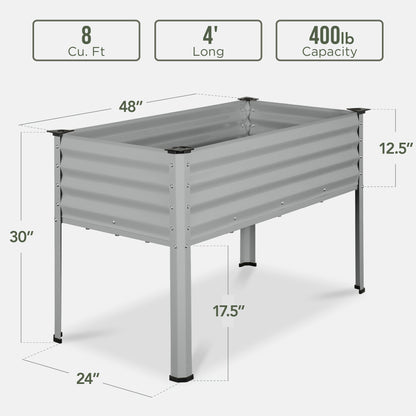 Elevated Galvanized Metal Garden Bed w/ Corner Protectors - 48x24x30in