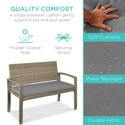 2-Person Wicker Porch Bench for Outdoor, Garden w/ 700lb Capacity - 47in