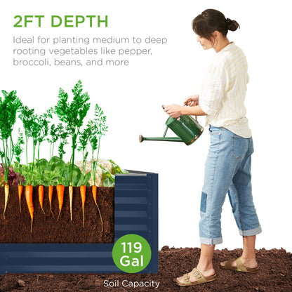 Outdoor Raised Metal Garden Bed for Vegetables, Flowers, Herbs - 4x2x2ft