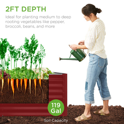 Outdoor Raised Metal Garden Bed for Vegetables, Flowers, Herbs - 4x2x2ft