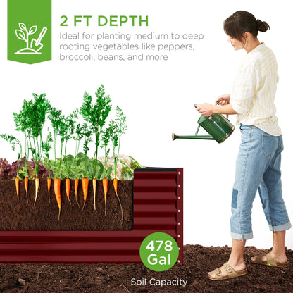 Outdoor Metal Raised Garden Bed for Vegetables, Flowers, Herbs - 8x4x2ft