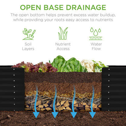 Outdoor Metal Raised Garden Bed for Vegetables, Flowers, Herbs - 8x2x2ft