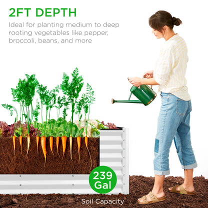 Outdoor Metal Raised Garden Bed for Vegetables, Flowers, Herbs - 8x2x2ft