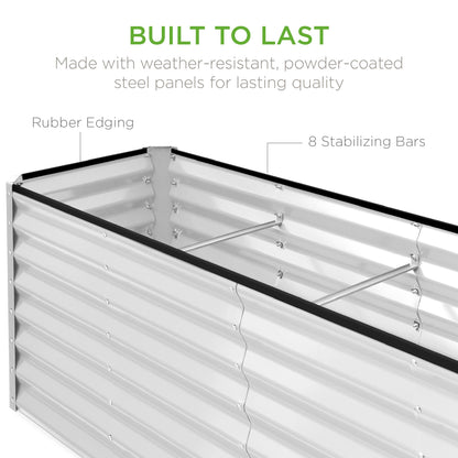 Outdoor Metal Raised Garden Bed for Vegetables, Flowers, Herbs - 8x2x2ft