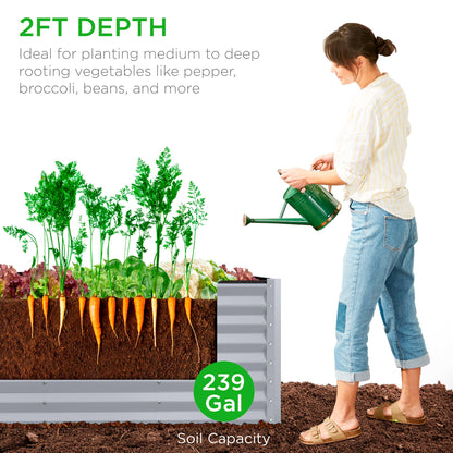 Outdoor Metal Raised Garden Bed for Vegetables, Flowers, Herbs - 8x2x2ft
