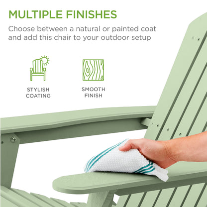 Folding Wooden Adirondack Chair, Accent Furniture w/ Natural Woodgrain
