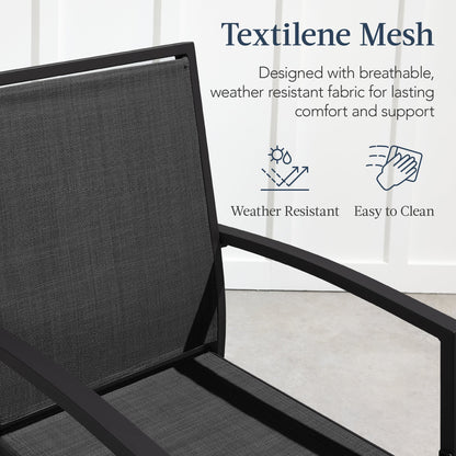 Set of 2 Outdoor Barstools, Patio Chairs w/ Footrests, All-Weather Mesh