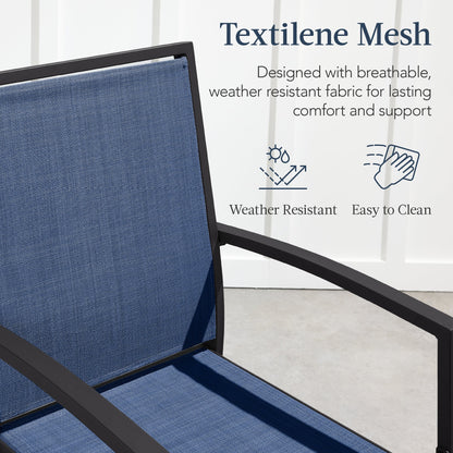 Set of 2 Outdoor Barstools, Patio Chairs w/ Footrests, All-Weather Mesh
