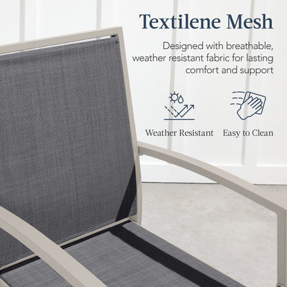 Set of 2 Outdoor Barstools, Patio Chairs w/ Footrests, All-Weather Mesh