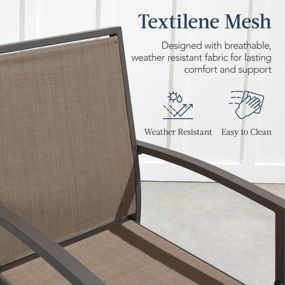 Set of 2 Outdoor Barstools, Patio Chairs w/ Footrests, All-Weather Mesh