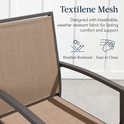 Set of 2 Outdoor Barstools, Patio Chairs w/ Footrests, All-Weather Mesh