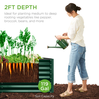 Outdoor Raised Metal Garden Bed for Vegetables, Flowers, Herbs - 4x2x2ft