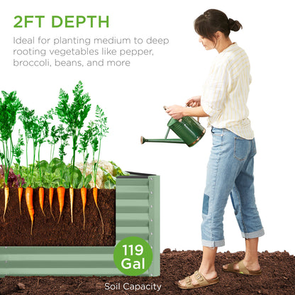 Outdoor Raised Metal Garden Bed for Vegetables, Flowers, Herbs - 4x2x2ft