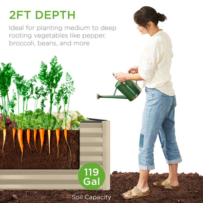 Outdoor Raised Metal Garden Bed for Vegetables, Flowers, Herbs - 4x2x2ft