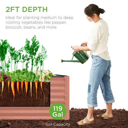 Outdoor Raised Metal Garden Bed for Vegetables, Flowers, Herbs - 4x2x2ft