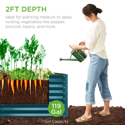Outdoor Raised Metal Garden Bed for Vegetables, Flowers, Herbs - 4x2x2ft