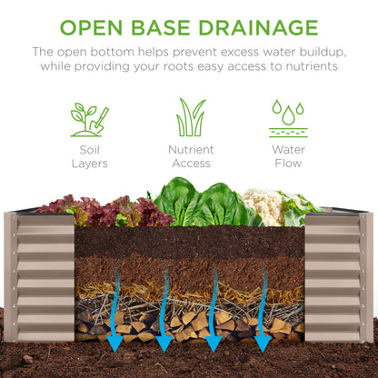 Outdoor Raised Metal Garden Bed for Vegetables, Flowers, Herbs - 4x2x2ft