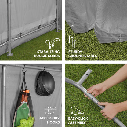 Outdoor Fabric Storage Shed w/ Metal Frame, Dual Zipper Doors - 10x8ft