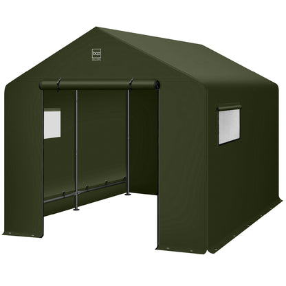Outdoor Fabric Storage Shed w/ Metal Frame, Dual Zipper Doors - 10x8ft