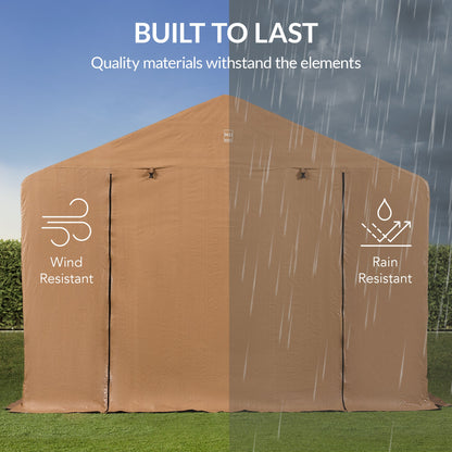 Outdoor Fabric Storage Shed w/ Metal Frame, Dual Zipper Doors - 10x8ft