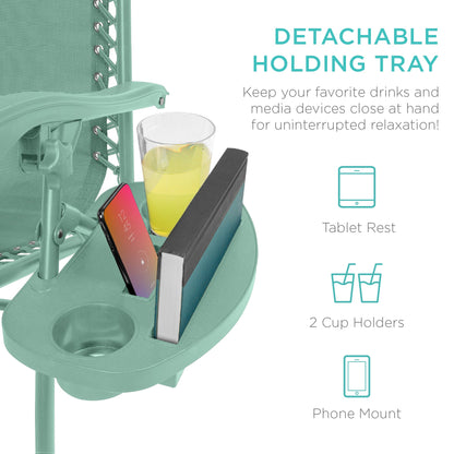 Set of 2 Adjustable Zero Gravity Patio Chair Recliners w/ Cup Holders