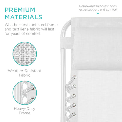 Set of 2 Adjustable Zero Gravity Patio Chair Recliners w/ Cup Holders