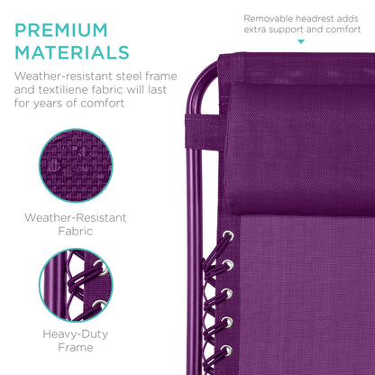 Set of 2 Adjustable Zero Gravity Patio Chair Recliners w/ Cup Holders