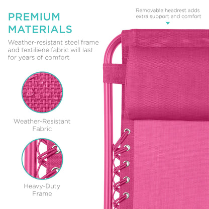 Set of 2 Adjustable Zero Gravity Patio Chair Recliners w/ Cup Holders