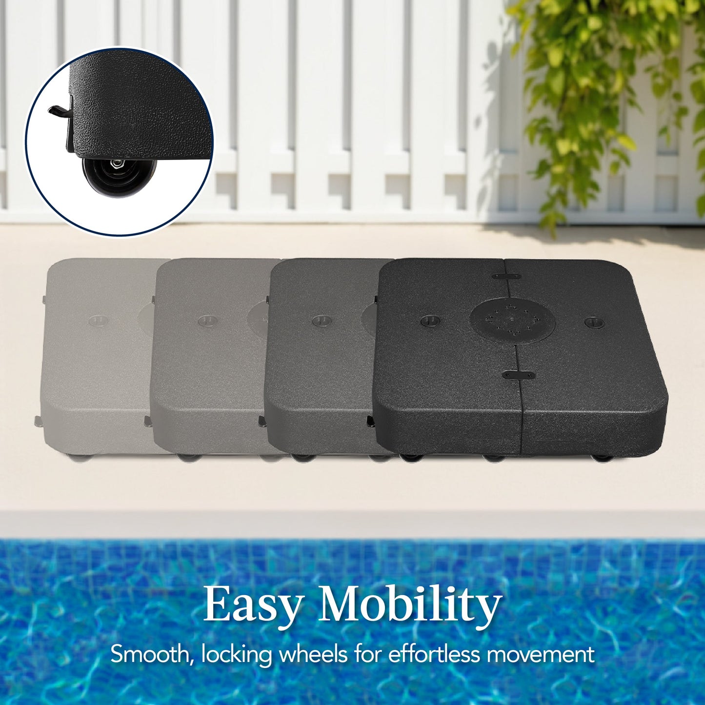 Outdoor Cantilever Base w/ Wheels, Locks, Fillable 330lb Capacity