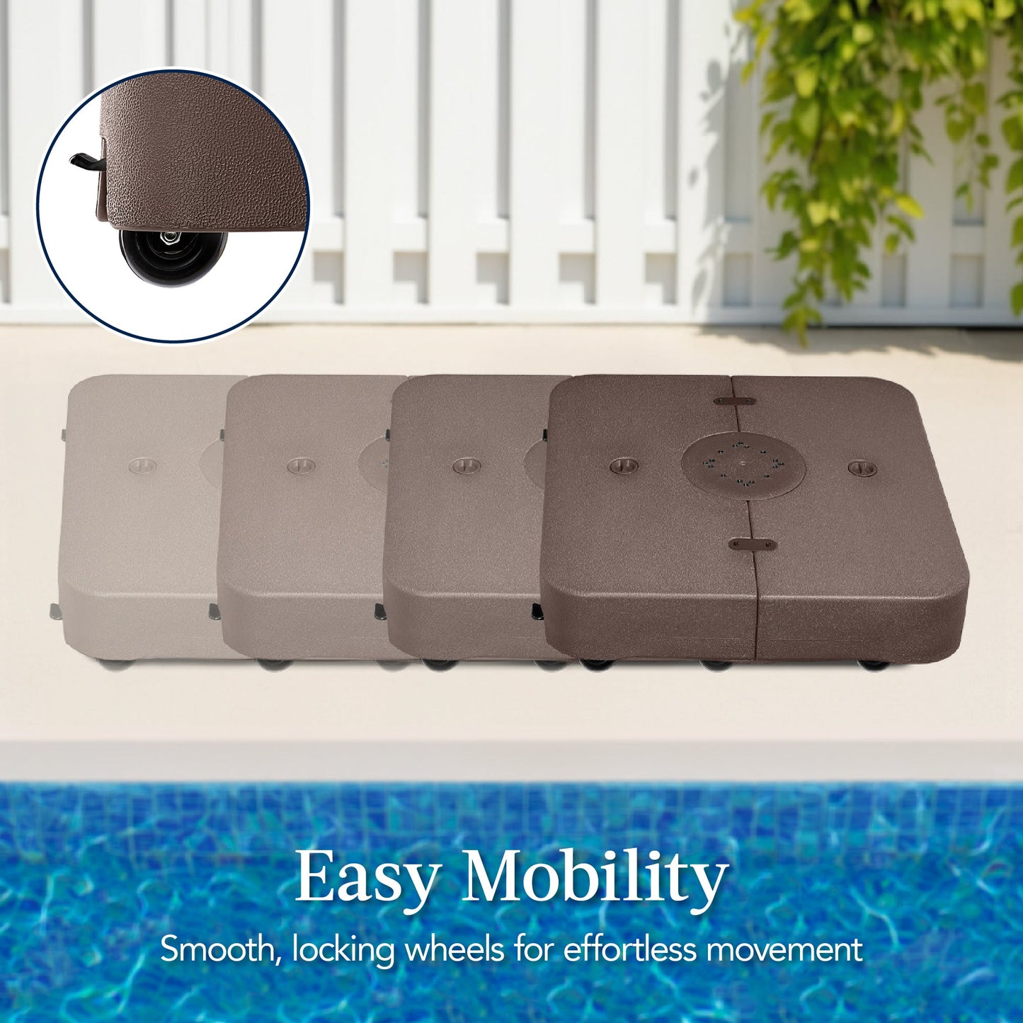 Outdoor Cantilever Base w/ Wheels, Locks, Fillable 330lb Capacity