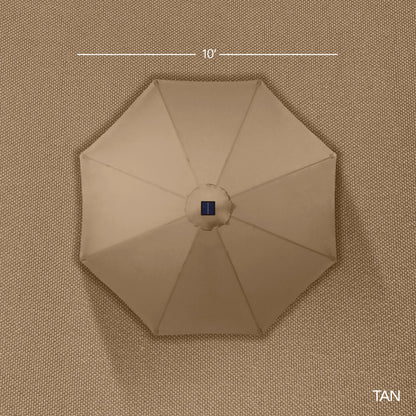 Woodgrain Pattern Solar LED Lighted Patio Umbrella w/ Adjustable Tilt - 10ft