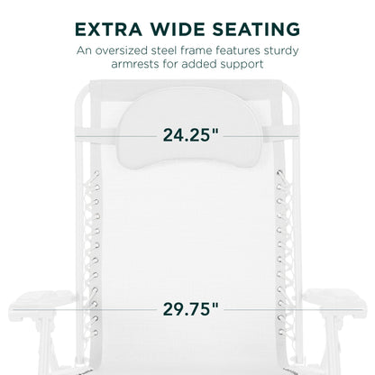 Oversized Reclining Zero Gravity Chair Lounger w/ Cup Holder, Pillow