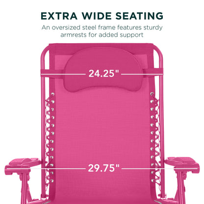 Oversized Reclining Zero Gravity Chair Lounger w/ Cup Holder, Pillow