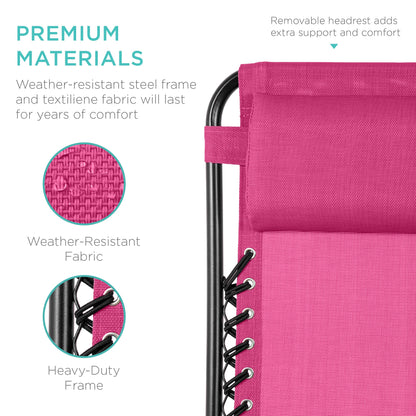 Set of 2 Adjustable Zero Gravity Patio Chair Recliners w/ Cup Holders